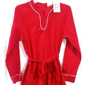 DBA Red/White Corduroy Belted Shift Dress